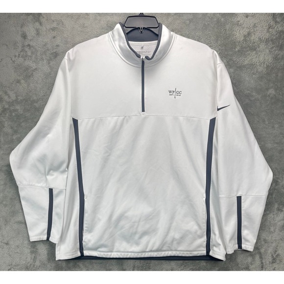 Nike Golf Mens Sweater 3XL White Winter Park Golf Club 1/4 Zip Therma-Fit Pocket - Picture 1 of 11
